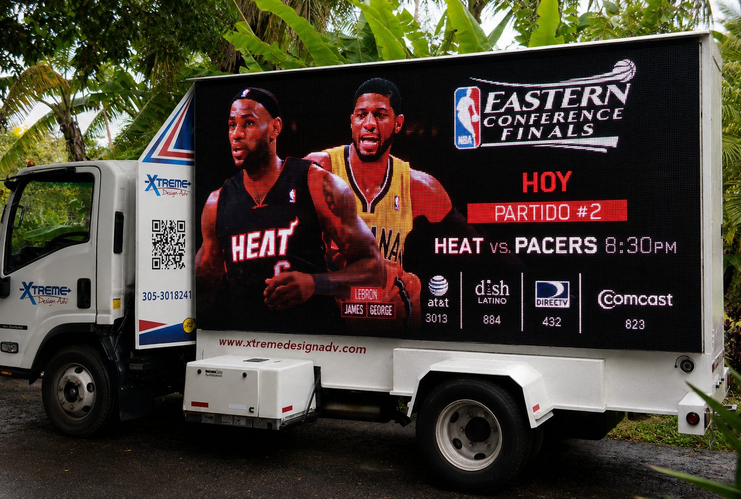 Mobile LED billboard truck displaying an NBA playoff advertisement