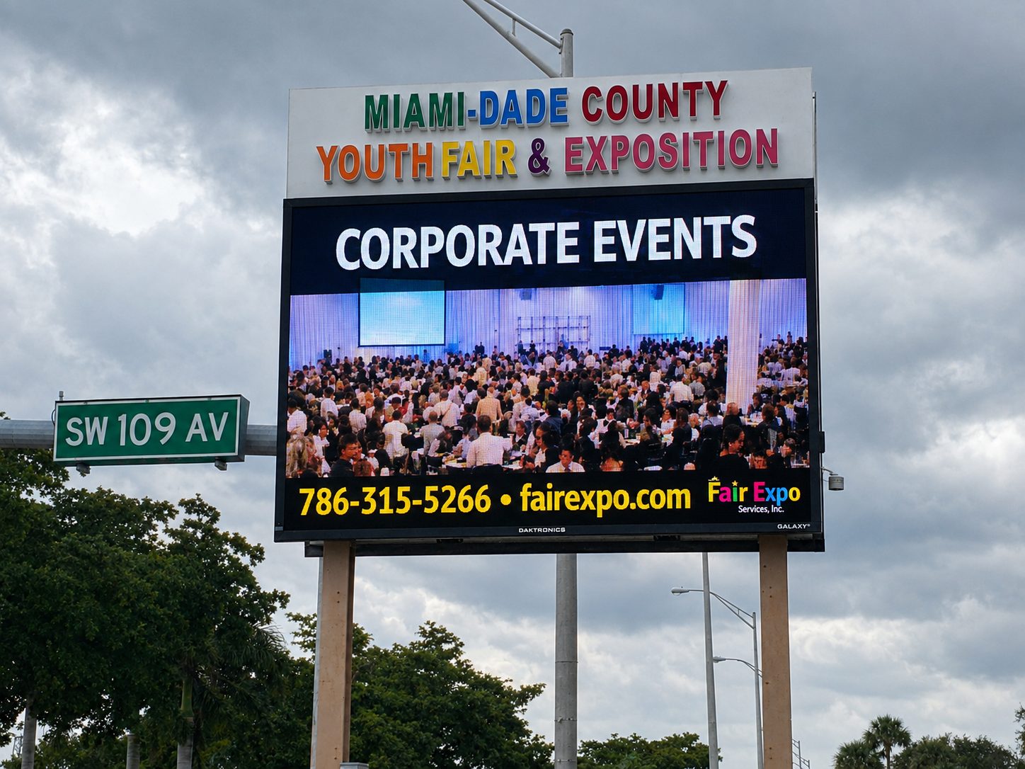 Outdoor LED billboard at the Miami-Dade County Youth Fair & Exposition